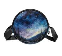 Sac à bandoulière Circle pour femme, petit sac à bandoulière Milky Way avec fermeture éclair, bretelles réglables, sac à main rond décontracté pour femmes et filles