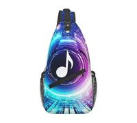 Sac à bandoulière coloré avec touches de piano et symboles flottants, sac à bandoulière, sac à dos de voyage pour homme, sac à dos de randonnée