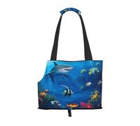 Sac à bandoulière coloré imprimé sur le thème de l'océan pour animaux de compagnie, sac de voyage léger et respirant, 26 x 34 cm, ensemble de voyage pour animal de compagnie
