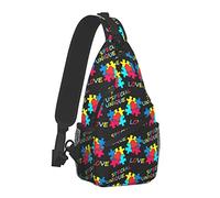 Sac à bandoulière coloré Puzzle Sensibilisation à l'Autisme Noir