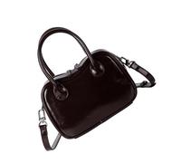 Sac à bandoulière compact en cuir PU Porte-monnaie pour femmes Sac à main décontracté Sacs de banlieue pour le travail et l'utilisation quotidienne du sac de bowling portable, café
