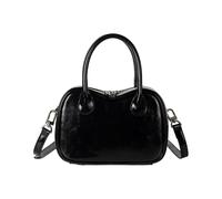 Sac à bandoulière compact en cuir PU Porte-monnaie pour femmes Sac à main décontracté Sacs de banlieue pour le travail et l'utilisation quotidienne du sac de bowling portable, Noir