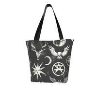 Sac à bandoulière confortable avec symboles Supernatural - Imprimé noir - Sac à main d'été - Pour voyage, plage, travail, usage quotidien - Polyvalent