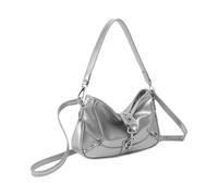 Sac à bandoulière contemporain en cuir PU avec sangle réglable pour femme à la recherche d'accessoires tendance sac de collège à la mode, Argenté., One Size