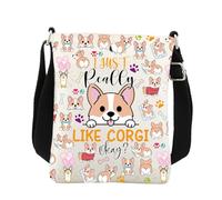 Sac à bandoulière Corgi - Cadeau pour les amateurs de Corgi - Cadeau pour propriétaire de Corgi - I Just Really Like Corgis - Sac à bandoulière pour téléphone portable, blanc, 8.26*5.9 inches
