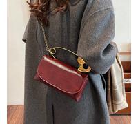 Sac à bandoulière couleur bordeaux rétro, sac à main unique avec grande broche, sac bandoulière polyvalent couleur bordeaux pour femmes, convient pour une utilisation de bureau quotidienne, sac bordea