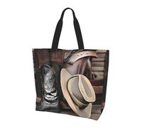 Sac à bandoulière cowboy noir avec chapeau occidental. Élégant imprimé intégral pour femme, léger, grande capacité pour un usage quotidien