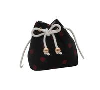 Sac à bandoulière créatif avec cordon de serrage en imprimé fraise, grande capacité, sac à bandoulière, sac à bandoulière pour Trendsetters, motifs amusants, sac à la mode, Fraise noire, One Size