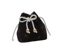 Sac à bandoulière créatif avec cordon de serrage, imprimé fraise, grande capacité, sac à bandoulière, sacoche ForTrendsetters, Fraise noire