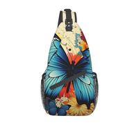Sac à bandoulière croisé pour homme et femme - Petit sac à bandoulière - Cactus au coucher du soleil - Sac à dos à bandoulière pour voyage, randonnée, sport, papillon, Taille unique, Sac à dos daypack
