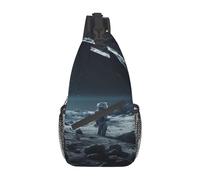 Sac à bandoulière croisé pour homme et femme - Petit sac à bandoulière - Motif agrumes - Pour voyage, randonnée, sport, Astronautes explorant Paceship, Taille unique, Sacs à dos de jour