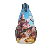 Sac à bandoulière croisé pour homme et femme - Petit sac à bandoulière - Motif pingouin mignon - Pour voyage, randonnée, sport, Candy Land, Taille unique, Sacs à dos de jour