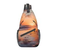 Sac à bandoulière croisé pour homme et femme - Petit sac à bandoulière pour la plage au coucher du soleil - Pour voyage, randonnée, sport, Plage et coucher de soleil, Taille unique, Sacs à dos de jour