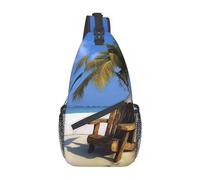 Sac à bandoulière croisé pour homme et femme - Petit sac à bandoulière pour la plage, le cocotier - Pour voyage, randonnée, sport, Chaise palmier arbre de plage, Taille unique, Sacs à dos de jour