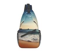 Sac à bandoulière croisé pour homme et femme - Petit sac à bandoulière pour plage, coucher de soleil, vagues de mer, voyage, randonnée, sport, Plage au coucher du soleil, Taille unique, Sacs à dos de