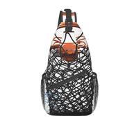 Sac à bandoulière croisé pour homme et femme - Petit sac à bandoulière pour plage et palmier - Pour voyage, randonnée, sport, Filet de basket-ball, Taille unique, Sacs à dos de jour