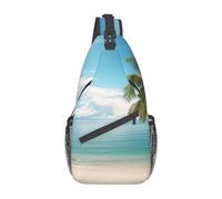 Sac à bandoulière croisé pour homme et femme - Petit sac à bandoulière pour plage et palmier - Pour voyage, randonnée, sport, Plage et palmier, Taille unique, Sacs à dos de jour