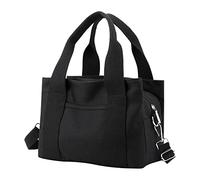 Sac à bandoulière de grande capacité en toile pour femme - Style décontracté - Sac à main pour classe de travail - Téléphone portable - Portefeuille à coller - Blanc (noir, taille unique)
