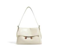 Sac à bandoulière de grande capacité for femmes, sacoche sous les bras, sac à bandoulière avec ouverture de couverture, fourre-tout(Beige white)