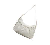 Sac à bandoulière de grande capacité pour femme, étudiante, école, bandoulière en toile plissée avec cordon de serrage pour femme, grande capacité, blanc, One Size