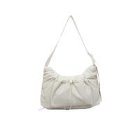 Sac à bandoulière de grande capacité pour femme - Sac d'école en toile plissée avec cordon de serrage - Grande capacité, blanc