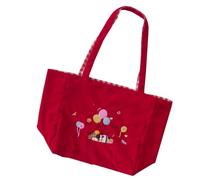 Sac à bandoulière de grande capacité pour le travail, les voyages, sac à main en velours côtelé avec poignée sur le dessus, Rouge, Bohème