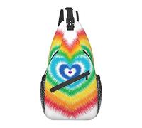 Sac à bandoulière de poitrine antivol, sac à dos d'épaule étanche, sac à dos décontracté pour le sport, la salle de sport, le yoga, pour Rainbow Love Heart Tie Dye
