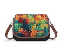 Sac à bandoulière de tournoi de poker pour femme, sac à main en cuir, sac à bandoulière pour un usage quotidien, Motif Pixel Art, One Size, Fleurs et animaux