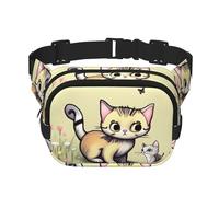 Sac à bandoulière de voyage Cat and Butterfly Fitness - Tendance et décontracté - Carré - Double couche - Noir - Taille unique, Noir/blanc, One Size