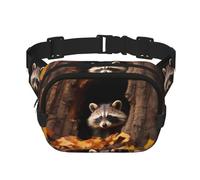 Sac à bandoulière de voyage Raccoon in a Tree Hole Fitness Sac banane tendance et décontracté, sac banane carré double couche, noir, taille unique, Noir/blanc, One Size
