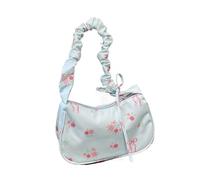 Sac À Bandoulière Décontracté À Fleurs for Femmes, Joli Sac À Main Texturé Rétro Sous Les Bras(Blue)