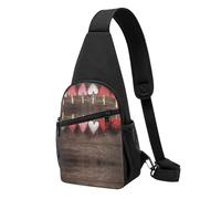 Sac à bandoulière décontracté à motif cœurs de Saint-Valentin - Sac de poitrine en polyester durable avec plusieurs poches et porte-clés - Sangle réglable pour homme et femme