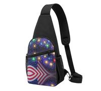 Sac à bandoulière décontracté avec drapeau américain du 4 juillet - Sac à bandoulière en polyester durable avec plusieurs poches et porte-clés - Sangle réglable pour homme et femme