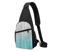 Sac à bandoulière décontracté avec panneaux de bois - Sac à bandoulière en polyester durable avec plusieurs poches et porte-clés - Sangle réglable pour homme et femme