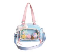 Sac à bandoulière décontracté avec sangle réglable et accessoires de décoration en nylon pour étudiants et adolescents Sac à bandoulière spacieux sur le thème de la culture Otaku, bleu ciel, One Size