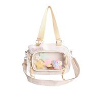 Sac à bandoulière décontracté avec sangle réglable et accessoires de décoration en nylon pour étudiants et adolescents Sac à bandoulière spacieux sur le thème de la culture Otaku, beige, One Size
