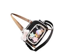 Sac à bandoulière décontracté avec sangle réglable et accessoires de décoration en nylon pour étudiants et adolescents avec sangle respirante, Noir , One Size