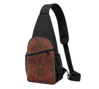 Sac à bandoulière décontracté en bois rouge, sac de poitrine en polyester durable avec plusieurs poches et porte-clés et sangle réglable pour homme et femme
