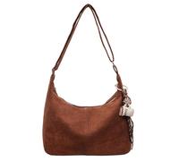 Sac à bandoulière décontracté en daim avec motif croissant de croissant pour femmes et filles, café, 205.00x80.00x115.00mm