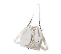 Sac à bandoulière décontracté en nylon pour femme Style coréen Sac à bandoulière avec cordon de serrage pour le travail quotidien, les voyages, beige
