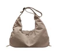 Sac à bandoulière décontracté en toile pour femme de grande capacité, sac à dos simple pour étudiant, sac à main avec cordon de serrage, sac à main pour travail, voyage, shopping, kaki