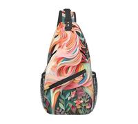 Sac à bandoulière décontracté licorne rose en papier, durable, grande capacité, léger et respirant, adapté à divers lieux de plein air