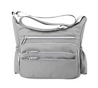 Sac à bandoulière décontracté multi-poches pour femme, sac à bandoulière pour un usage quotidien, sac fourre-tout de voyage, gris, Taille unique