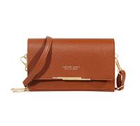 Sac à bandoulière décontracté pour femme avec sangle réglable - Avec fenêtre visible pour téléphone portable - Porte-monnaie - Sac à bandoulière S, marron, Taille unique pour tous