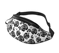 Sac à bandoulière décontracté pour Homme et Femme, idéal pour Le Sport, la Course à Pied, Les Mains Libres, la Ceinture, Noir, Art Rose