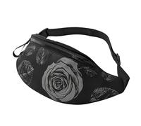 Sac à bandoulière décontracté pour Homme et Femme, idéal pour Le Sport, la Course à Pied, Les Mains Libres, la Ceinture, l'art Noir et la Rose