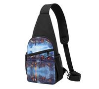 Sac à bandoulière décontracté pour l'hiver, sac de poitrine en polyester durable avec plusieurs poches et porte-clés, sangle réglable pour homme et femme