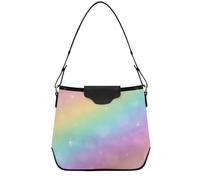 Sac à bandoulière dégradé arc-en-ciel pastel avec poches, sac fourre-tout de travail doux, sac à bandoulière en similicuir pour rendez-vous galant et w nd, taille M