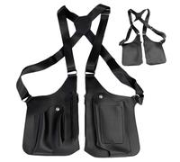 Sac à bandoulière d'extérieur pour hommes - Cuir PU à la mode, pochette de voyage multi-usage, double sangle réglable, accessoire de randonnée léger, équipement de compagnon de cyclisme | Le sac à ban