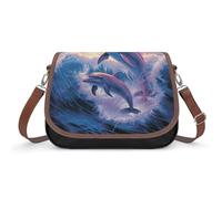 Sac à bandoulière Dolphins Art pour femme, sac à bandoulière en cuir réglable amovible, sacs mains libres